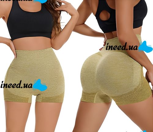 Women's Seamless Lifting Yoga Shorts XZY8855 Stretchy High Waist Push-Up Sport Cycling Shorts for Fitness Yellow S-XXL