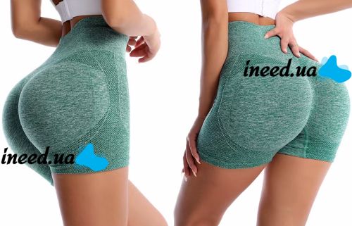 Women's Seamless Lifting Yoga Shorts XZY8855 Stretchy High Waist Push Up Sport Cycling Shorts for Fitness Green S-XXL