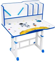 Bambi JU-5129 Convertible Children's Desk and Chair Set—Height-Adjustable Desk and Chair with Shelves and Backpack Holder, 26X-156, Blue