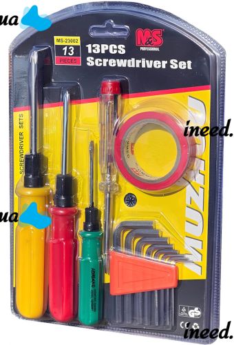 Screwdriver Set Screwdriver Set MS-23002 13 in 1 Hand Tool Kit, Voltage Indicator, Hex Wrench, Insulation Tape AND444