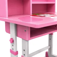 Bambi JU-5129 Convertible Children's Desk and Chair Set—Height-Adjustable Desk and Chair with Shelves and Backpack Holder, 26X-157, Pink