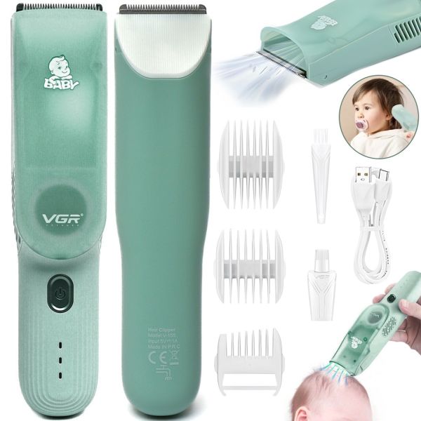 VGR Baby V-155 5W cordless vacuum baby trimmer for babies with hair extractor and battery operated attachments Green