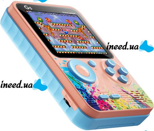 Portable Mini Gaming Console with Joystick Game Player G5 for 500 Built-in Games, Pocket Retro TV Set-top Box AV Micro USB Pink