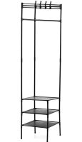 Кутова вішалка для одягу та взуття Corner Coat Rack YP301 вертикальна стійка з гачками TM2 - 202 для зберігання речей на три полиці 185х40 см TM3-303 Black