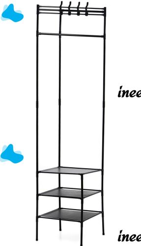 Кутова вішалка для одягу та взуття Corner Coat Rack YP301 вертикальна стійка з гачками TM2 - 202 для зберігання речей на три полиці 185х40 см TM3-303 Black