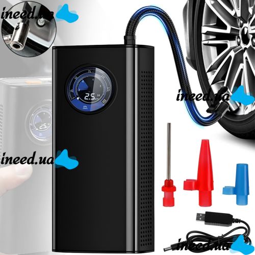 Charge Pump CQB002 3600mAh rechargeable car air compressor with flashlight and display, 150 PSI tire inflation pump