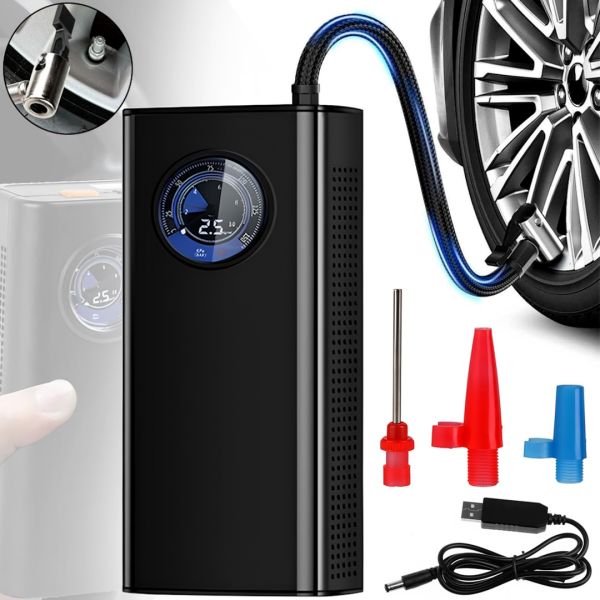 Автомобильный воздушный компрессор Charge Pump CQB002 3600mAh аккумуляторный автокомпрессор с фонариком и дисплеем, насос для подкачки шин 150 PSI