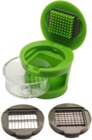 Ручний прес подрібнювач часнику Garlic Chopper кухонна чеснокодавка для дрібних продуктів, часничниця зі знімним контейнером і насадками Зелена