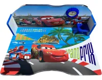 Bambi Disney Cars B-43507 Children's Desk and Chair Set: Lightning McQueen, Height-Adjustable Desk and Chair with Bookrest, Blue