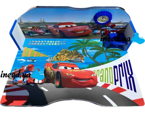 Bambi Disney Cars B-43507 Children's Desk and Chair Set: Lightning McQueen, Height-Adjustable Desk and Chair with Bookrest, Blue