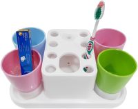 Органайзер для зубних щіток з дозатором пасти Happy Family Wash Gargle Suit RY-808 настільний тримач підставка на 4 склянки для аксесуарів Білий