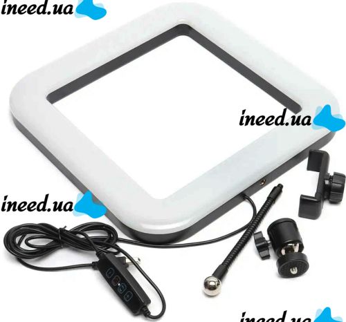 Квадратна кільцева селфи лампа Square Light D35 28 см підлогова світлодіодна LED лампа з тримачем для телефону для фото і відеозйомки USB