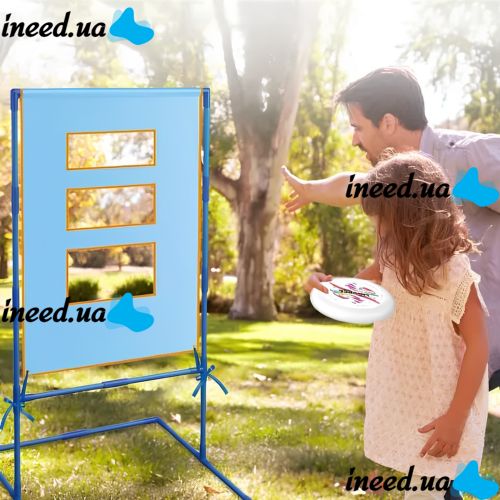 Frisbee with Standing Target Frisbee Toss Game Set 9888-11 for kids and adults, Flying ball disk and target with 3 holes Blue