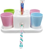 Органайзер для зубних щіток з дозатором пасти Happy Family Wash Gargle Suit RY-808 настільний тримач підставка на 4 склянки для аксесуарів Білий