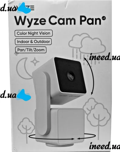 Wi-Fi камера відеоспостереження Wyze Cam Pan V3 1080p HD поворотна IP відеокамера з кольоровим нічним баченням і датчиком руху з кріпленням на стіну