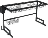 Сушарка для зберігання посуду над раковиною Storage Shelf Sink Rack XL - 738 двоярусна полиця для сушіння, настільний органайзер на мийку XY-6203 Чорний