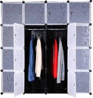 Складаний шафа органайзер для речей Storage Cube Cabinet МР 416-102 146х37х146 см Пластикова тумба на 16 секцій поличка для одягу та взуття Чорна