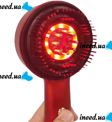 Беспроводная массажная расческа Scalp Massager Comb YKD-123B для укладки и завивки волос Аккумуляторная щетка с дозатором для массажа головы Красная
