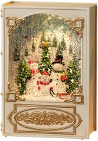 Нічник у формі різдвяної книги XMAS WDL 24023b Новорічний музичний світильник книжка з ефектом хуртовини і LED підсвічуванням на батарейках USB