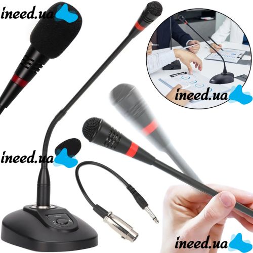 Professional Desktop Wired Microphone DM MX-622C on a Flexible Gooseneck Tripod for Conferences with Noise Reduction and 360° Rotation