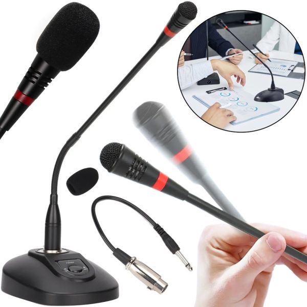 Professional Desktop Wired Microphone DM MX-622C on a Flexible Gooseneck Tripod for Conferences with Noise Reduction and 360° Rotation