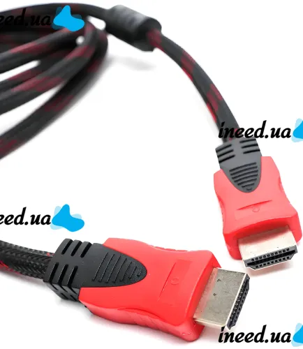 Усиленный кабель Hdmi to Hdmi 15м 1080p в обмотке, кабель-удлинитель HDMI-HDMI 15m 15 m 15 м для монитора и телевизора в оплетке Черно Красный