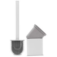 Toilet brush with a flexible silicone flat brush for cleaning the toilet bowl NJ-497 White with wall mounting, hinged brush 10 x 4.5 x 36 cm