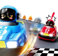 Набір дитячих машинок Bumper Car dodgem YJ-143 - 1 для картингу з катапультою і пультом ДУ, 2 Машинки автомобіля для трюків з дистанційним управлінням