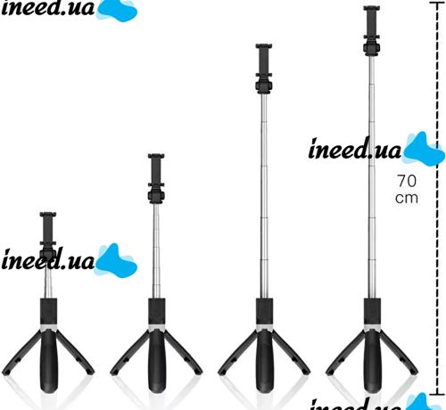 Selfie Stick Tripod Selfie Stick L01 70cm Telescopic Tripod for Selfie, Monopod Tripod with Holder for Phone with Bluetooth Remote Control L-01