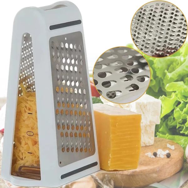 Double-sided Grater with Container Darom Thinage Easy & Funny 8167 Universal Manual grater 2 in 1 for cheese and vegetables in the kitchen made of stainless steel