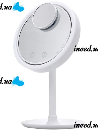 Круглое сенсорное зеркало для макияжа с вентилятором Beauty Breeze Mirror CM-062 настольное аккумуляторное зеркало с подсветкой и увеличением Белое
