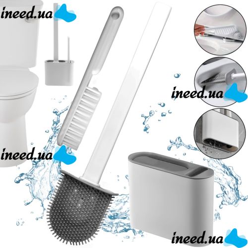 Set of brush and brush Cleaner Toilet Brush RD-5763 hanging Silicone flexible Brush on a stand with a wall mount for cleaning the toilet bowl HA-179