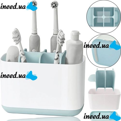 Настільна підставка органайзер Large Toothbrush Caddy для зубних щіток і пасти на 6 відсіків, Тримач зубної щітки Joseph для ванної кімнати Білий