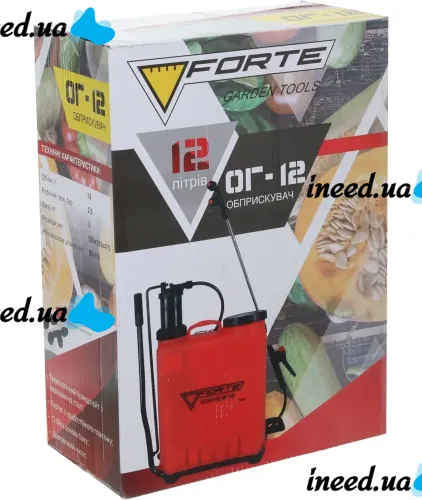 Ручной ранцевый опрыскиватель Forte ОГ-12 на 12 л с регулировкой давления, садовый распылитель с телескопической трубкой для дезинфекции растений