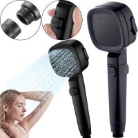 Квадратна насадка високого тиску Water Shower Head RD-3042 4 режими з кнопкою включення для душу, лійка з перемикачем і фільтром Чорна