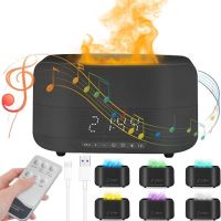 Ультразвуковий зволожувач повітря RGB Flame Aroma Humidifier H115A з ефектом полум'я Bluetooth колонка з LED годинами Аромадифузор нічник з пультом