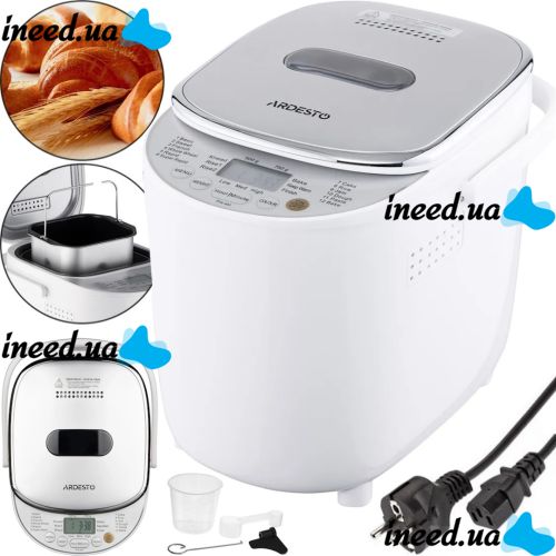 Electric bread Maker Ardesto BMG-750 500W for home baking bread, Bread Maker with LCD display 12 modes up to 750 grams from 220V network White
