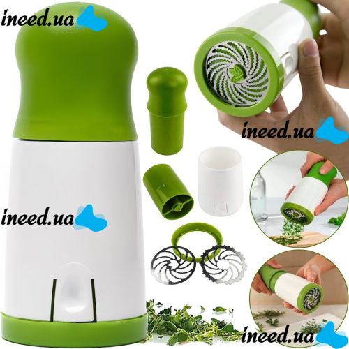Ручний подрібнювач для свіжої зелені Herb Grinder ручна механічна млин для спецій і сушених трав з регульованим рівнем помелу Зелена