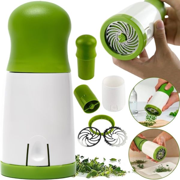 Ручной измельчитель для свежей зелени Herb Grinder ручная механическая мельница для специй и сушеных трав с регулируемым уровнем помола Зеленая