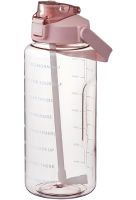 Sports Bottle with Water Drinker Water Bottle Large Gym 2L Portable Airtight Bottle with Timer, Straw and Handle for Sports