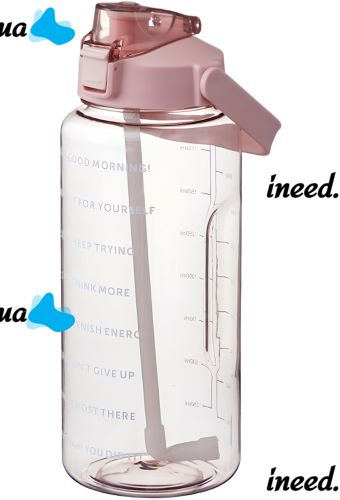Sports Bottle with Water Drinker Water Bottle Large Gym 2L Portable Airtight Bottle with Timer, Straw and Handle for Sports