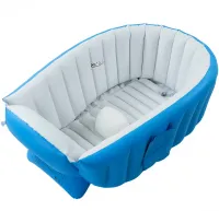 Надувная детская ванна для купания Intime Baby Bath Tub JS033 противоскользящая ванночка с подушкой, сливом и ножным насосом для малышей AND1440