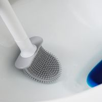 Toilet brush with a flexible silicone flat brush for cleaning the toilet bowl NJ-497 White with wall mounting, hinged brush 10 x 4.5 x 36 cm