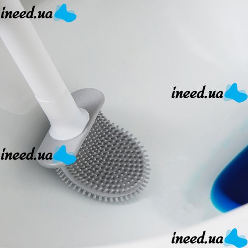Toilet brush with a flexible silicone flat brush for cleaning the toilet bowl NJ-497 White with wall mounting, hinged brush 10 x 4.5 x 36 cm