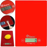 Domotec MS-912 Kitchen Electronic Scales from 1 g to 7 kg, MX-402 Rectangular sensor scales with a flat platform for weighing products Red