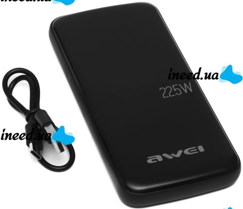 Awei P13K 20000mah 22.5W 2 USB TYPE-C Power Bank Portable Charger with Fast Charging and Indicator, external battery pobank