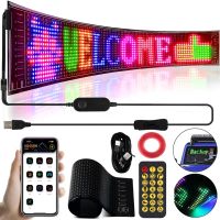 Flexible screen LED Matrix Panel JTPD-03-011 12x59.5 cm LED advertising RGB strip in the car, ticker with remote control and from the phone Bluetooth WiFi
