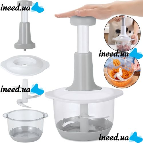 Ручний подрібнювач овочів Food Processor RM-U-A004 2000мл кухонний міні блендер з трьома лезами і контейнером для подрібнення продуктів FPC-01