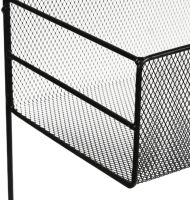 Wall shelf organizer Stenson TD01335-M on 2 tiers with hooks, hanging metal double-drawer basket for bathroom and kitchen Black CY-0172