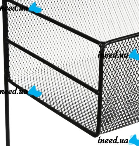 Wall shelf organizer Stenson TD01335-M on 2 tiers with hooks, hanging metal double-drawer basket for bathroom and kitchen Black CY-0172